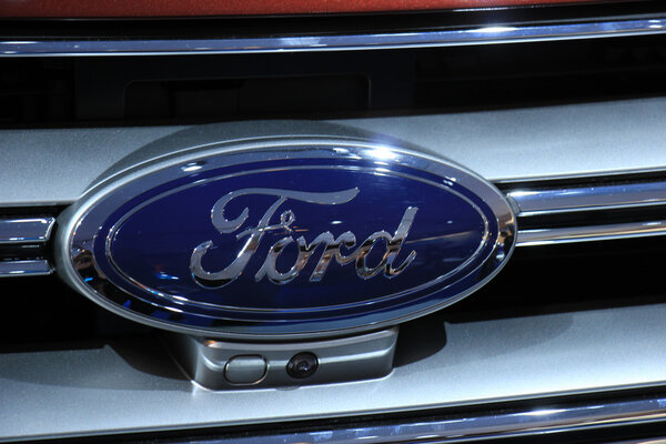 Amsterdam, The Netherlands - April 23, 2015: Ford logo on displa