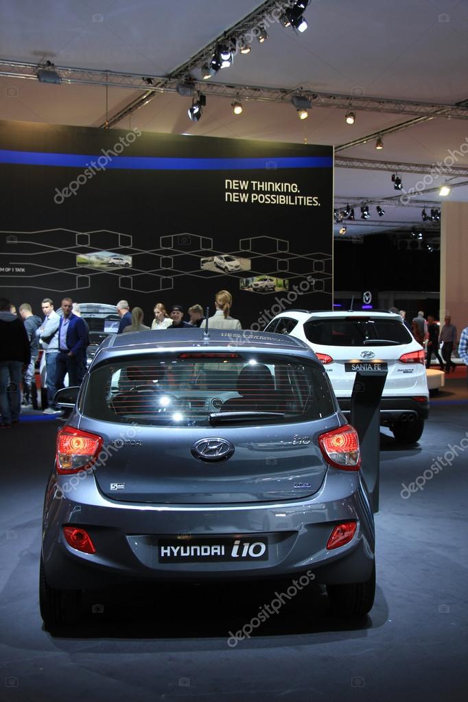 Amsterdam, The Netherlands - April 23, 2015: Hyundai i10 at the 2015 Amsterdam AutoRAI motorshow. The 2015 Amsterdam motorshow was running from April 17 until April 26, in the RAI event center in Amsterdam, The Netherlands.