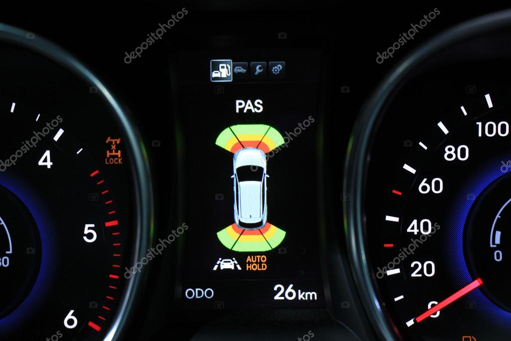Amsterdam, The Netherlands - April 23, 2015: Hyundai Santa Fe dashboard at the 2015 Amsterdam AutoRAI motorshow. The 2015 Amsterdam motorshow was running from April 17 until April 26, in the RAI event center in Amsterdam, The Netherlands.