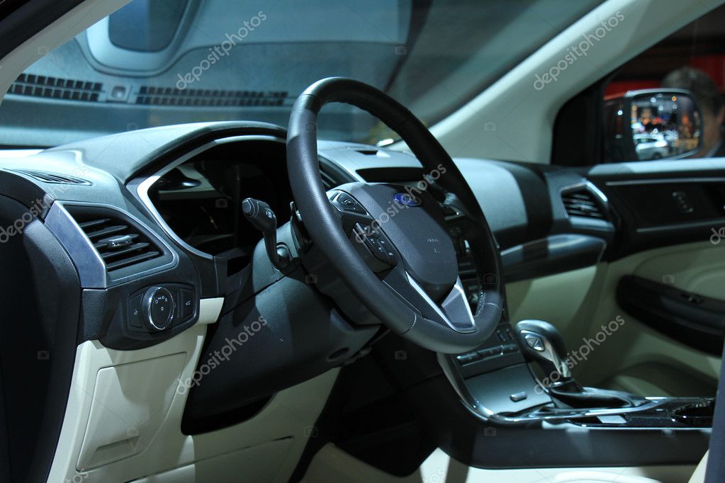 Amsterdam, The Netherlands - April 23, 2015: Ford Edge interior on display at the 2015 Amsterdam AutoRAI motorshow. The 2015 Amsterdam motorshow was running from April 17 until April 26, in the RAI event center in Amsterdam, The Netherlands.