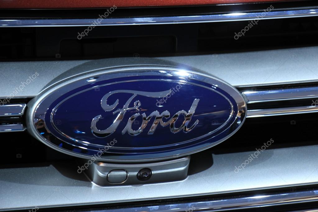 Amsterdam, The Netherlands - April 23, 2015: Ford logo on display at the 2015 Amsterdam AutoRAI motorshow. The 2015 Amsterdam motorshow was running from April 17 until April 26, in the RAI event center in Amsterdam, The Netherlands.