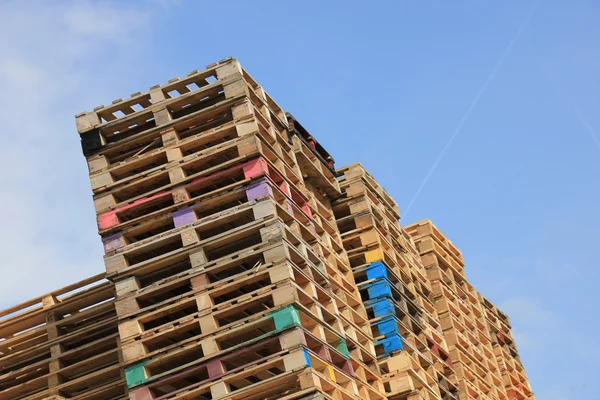 Stacked wooden pallets — Stock Photo, Image