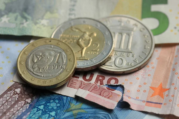 Greek and euro money — Stock Photo, Image