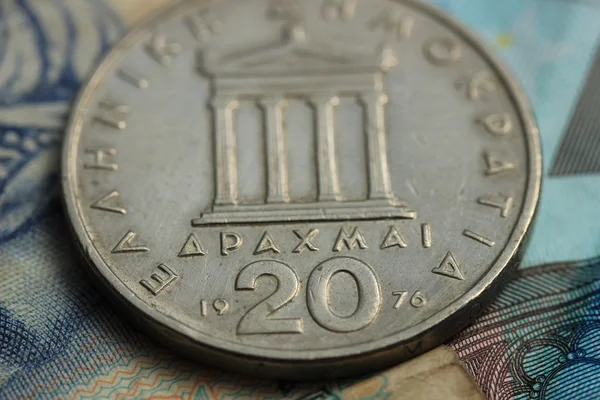 Görög és euró pénz — Stock Fotó