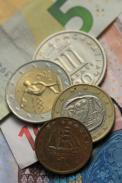 Greek and euro money — Stock Photo, Image