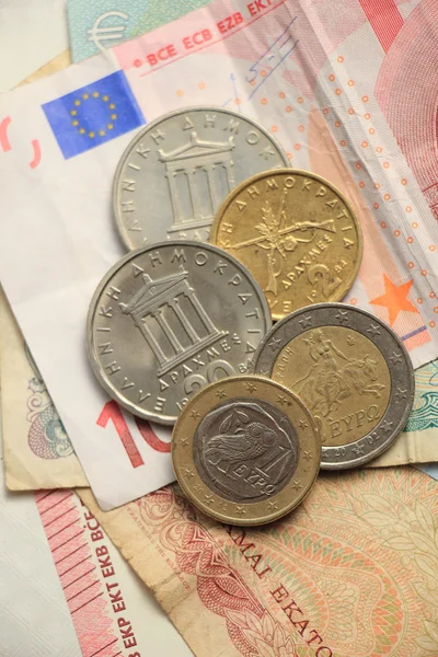 Denaro greco ed euro — Foto Stock
