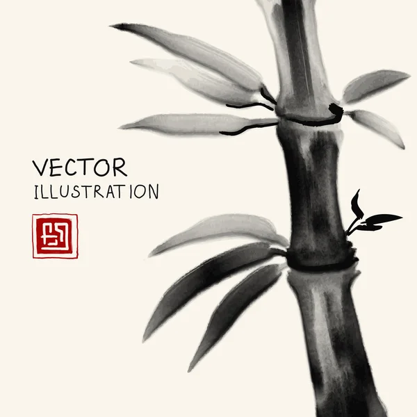 Traditionella sumi-e bakgrund med bambu. — Stock vektor