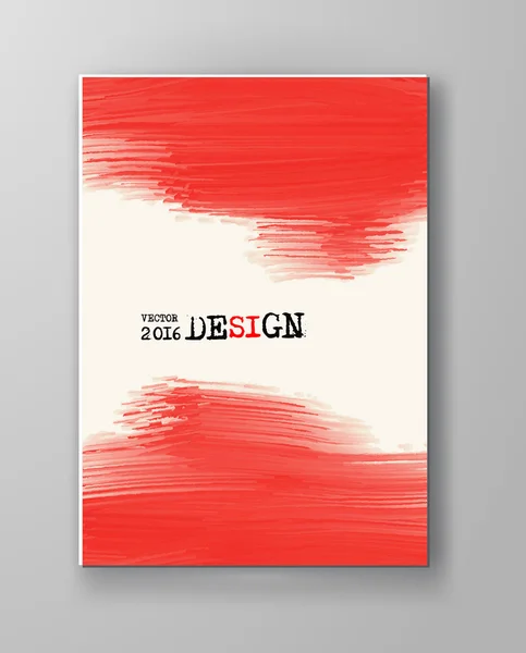 Vector grunge pincel rojo pinceladas folleto . — Vector de stock