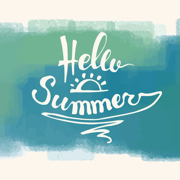 Aquarel watermeloenen en belettering Hallo zomer — Stockvector