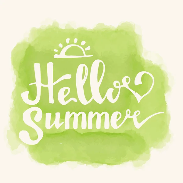 Aquarell Wassermelonen und Schriftzug hallo Sommer — Stockvektor