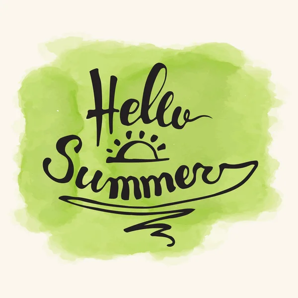 Aquarell Wassermelonen und Schriftzug hallo Sommer — Stockvektor