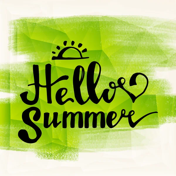 水彩的西瓜和刻字你好夏天 — 图库矢量图片
