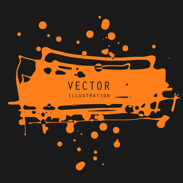 Vektor Fröccsenések Foltok Narancs Festék Különböző Formájú Cseppek Izolált Fekete — Stock Vector