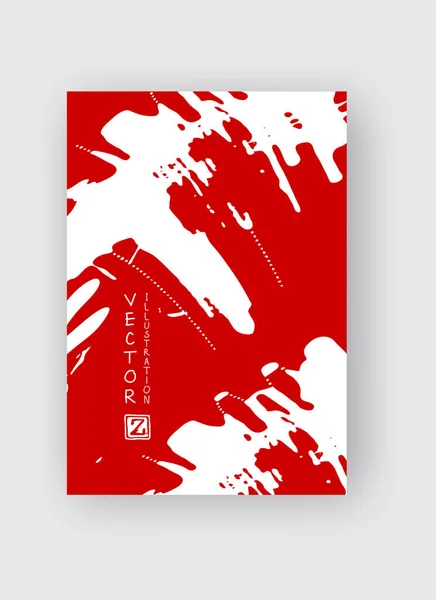 Coup Pinceau Encre Rouge Sur Fond Blanc Style Japonais Illustration — Image vectorielle