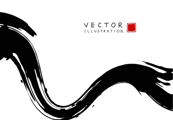 アブストラクトインク背景 中国の書道芸術スタイル 白い紙に黒塗りのストロークのテクスチャ ポスター カード バナー カバー パンフレット ウェブデザインのためのデザイン ベクターイラスト — ストックベクタ