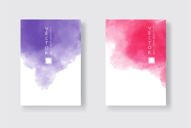 Parlak renkli vektör suluboya arkaplan seti. Soyut resimleme