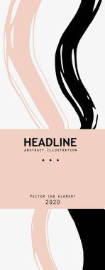 Beyaz arka planda siyah mürekkep fırçası darbesi. Japon tarzı. Grunge lekelerinin vektör illüstrasyonu