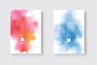 Parlak renkli vektör suluboya arkaplan seti. Soyut resimleme