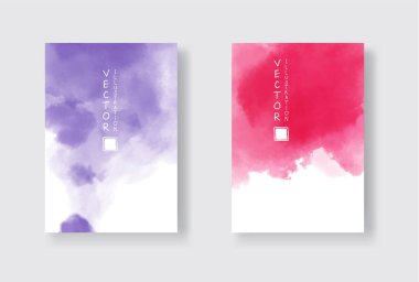 Parlak renkli vektör suluboya arkaplan seti. Soyut resimleme