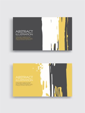 Beyaz arka planda sarı, beyaz, gri, fırça darbesi. Japon tarzı. Grunge lekelerinin vektör illüstrasyonu