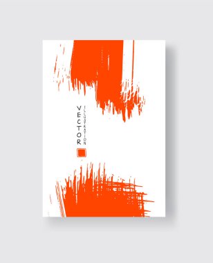 Grunge efektli soyut mürekkep fırçası afişleri. Vektör illüstrasyonu