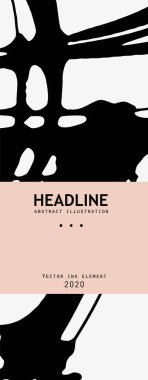 Beyaz arka planda siyah mürekkep fırçası darbesi. Japon tarzı. Grunge lekelerinin vektör illüstrasyonu