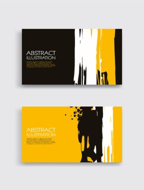 Beyaz arka planda siyah beyaz, sarı, fırça darbesi. Japon tarzı. Grunge lekelerinin vektör illüstrasyonu