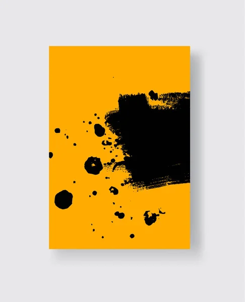 Pincelada Tinta Negra Sobre Fondo Amarillo Estilo Japonés Ilustración Vectorial — Archivo Imágenes Vectoriales