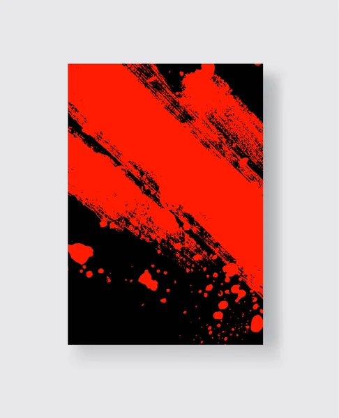 Черные Красные Чернила Мазок Кисти Белом Фоне Японский Стиль Векторная — стоковый вектор