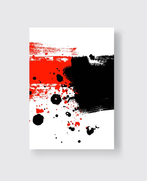 Coup Pinceau Encre Noire Rouge Sur Fond Blanc Style Japonais — Image vectorielle