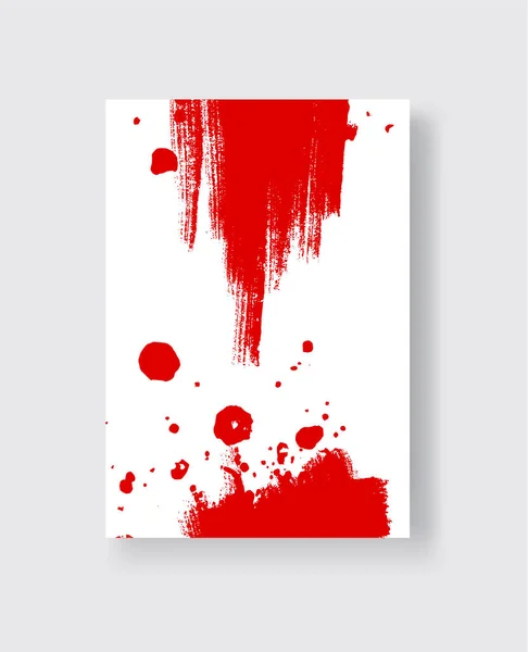 Rode Inkt Penseel Slag Witte Achtergrond Japanse Stijl Vector Illustratie — Stockvector