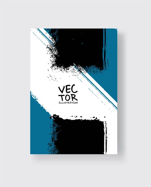 Pinceau Encre Bleue Noire Sur Fond Blanc Style Minimaliste Illustration — Image vectorielle