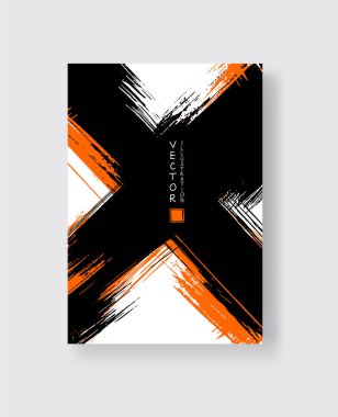 Grunge efektli soyut mürekkep fırçası afişleri. Vektör illüstrasyonu