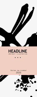 Beyaz arka planda siyah mürekkep fırçası darbesi. Japon tarzı. Grunge lekelerinin vektör illüstrasyonu