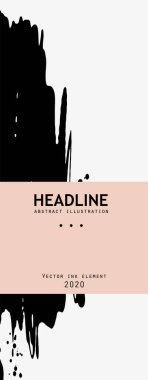 Beyaz arka planda siyah mürekkep fırçası darbesi. Japon tarzı. Grunge lekelerinin vektör illüstrasyonu