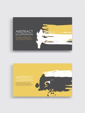 Beyaz arka planda sarı, beyaz, gri, fırça darbesi. Japon tarzı. Grunge lekelerinin vektör illüstrasyonu