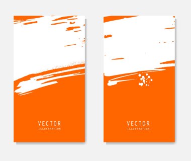 Grunge efektli soyut mürekkep fırçası pankartları. Japon tarzı. Vektör illüstrasyonu