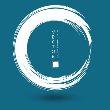 Mavi arka planda beyaz mürekkep izi. Japon tarzı. Grunge Circle lekelerinin vektör illüstrasyonu