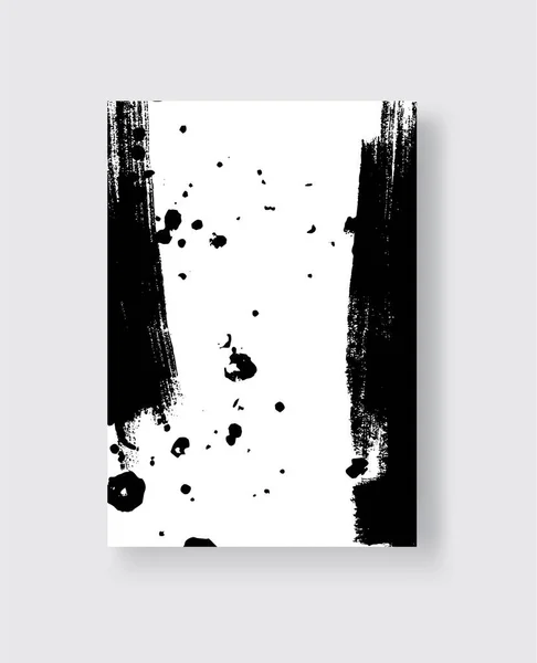 Musta Muste Harja Aivohalvaus Valkoisella Taustalla Japanilaiseen Tyyliin Vektoriesimerkki Grunge — vektorikuva