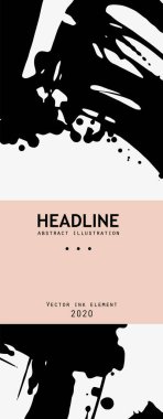 Beyaz arka planda siyah mürekkep fırçası darbesi. Japon tarzı. Grunge lekelerinin vektör illüstrasyonu