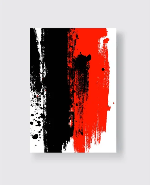 Schwarzer Und Roter Pinselstrich Auf Weißem Hintergrund Japanischer Stil Vektorillustration — Stockvektor