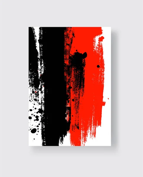 Coup Pinceau Encre Noire Rouge Sur Fond Blanc Style Japonais — Image vectorielle