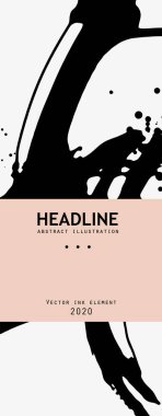 Beyaz arka planda siyah mürekkep fırçası darbesi. Japon tarzı. Grunge lekelerinin vektör illüstrasyonu