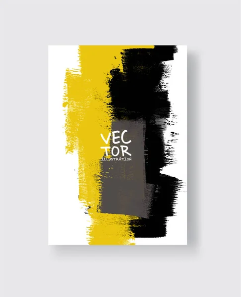 Patrón Abstracto Grunge Vectorial Pinceladas Amarillas Negras Sobre Fondo Blanco — Vector de stock