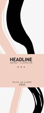 Beyaz arka planda siyah mürekkep fırçası darbesi. Japon tarzı. Grunge lekelerinin vektör illüstrasyonu