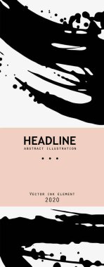 Beyaz arka planda siyah mürekkep fırçası darbesi. Japon tarzı. Grunge lekelerinin vektör illüstrasyonu