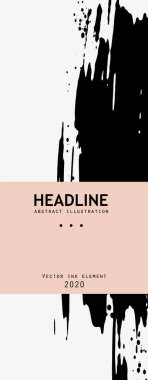 Beyaz arka planda siyah mürekkep fırçası darbesi. Japon tarzı. Grunge lekelerinin vektör illüstrasyonu