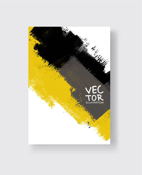 Padrão Grunge Vetorial Abstrato Pinceladas Pretas Amarelas Fundo Branco Arte — Vetor de Stock