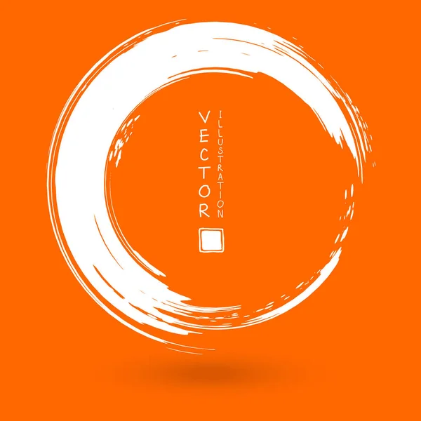 White Ink Stroke Orange Background Japanese Style Vector Illustration Grunge — Stock Vector
