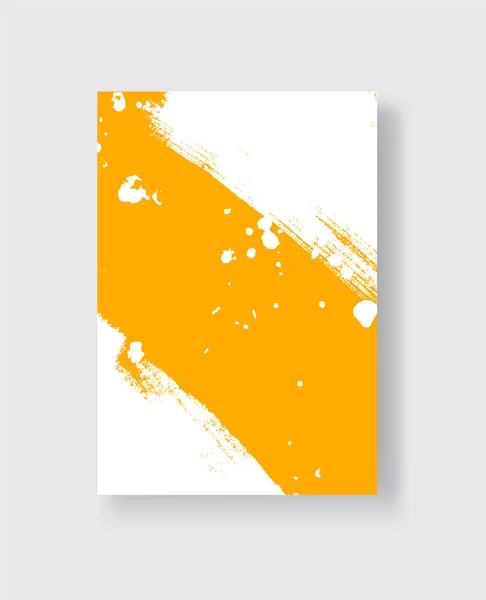 Weißer Pinselstrich Auf Gelbem Hintergrund Japanischer Stil Vektorillustration Von Grunge — Stockvektor